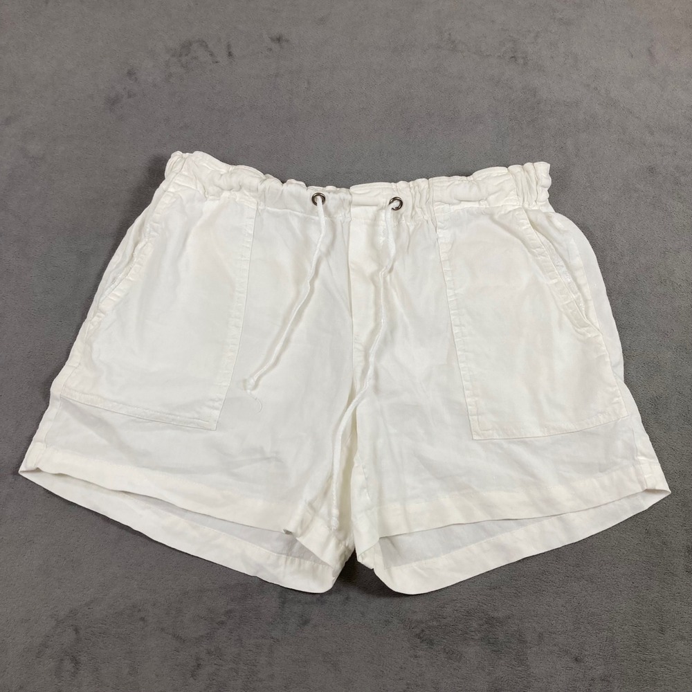 Kut from the Kloth White Linen Blend Drawstring Shorts Womens Medium